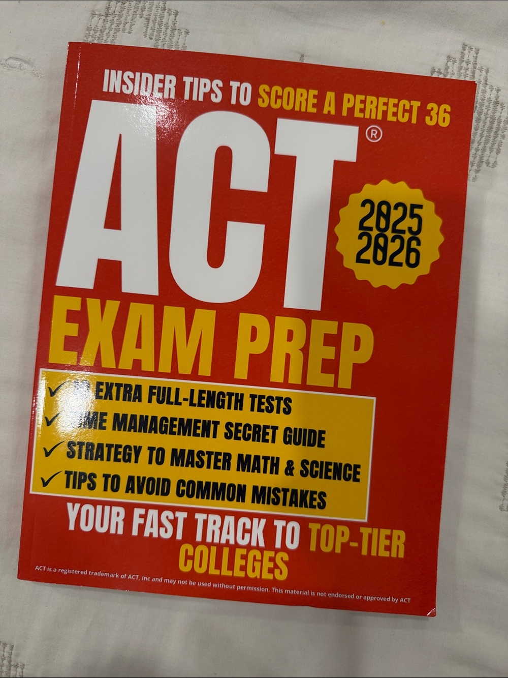 ACT Exam Prep 2025-2026 Study Guide - Red & Yellow - NEVER USED